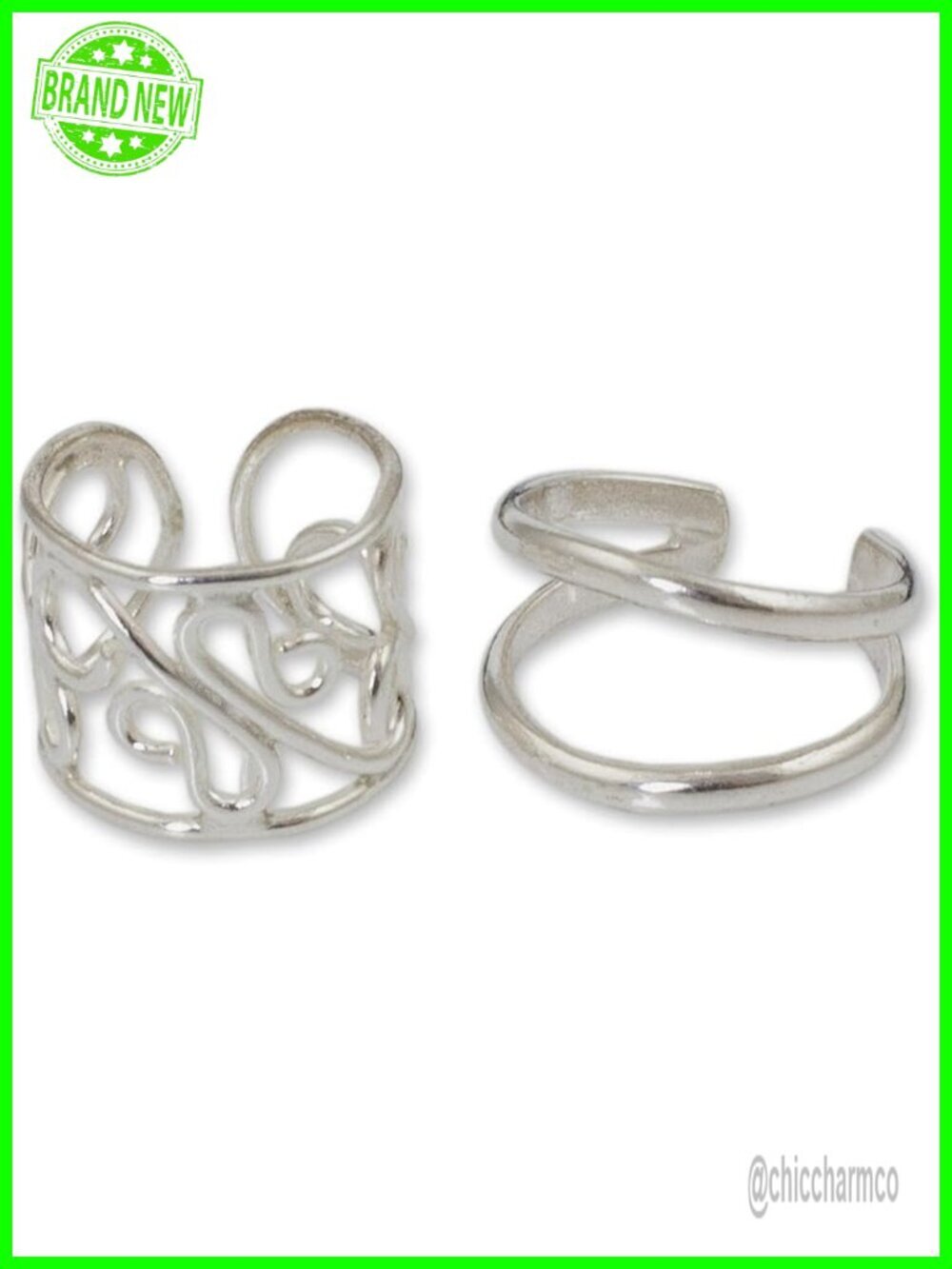 Sterling Silver Cartilage Ear Cuffs, Adjustable Non-Piercing Huggie Earrings